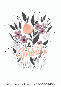 Spring Sale Poster Design with beautiful,spring plants, leaves and flowers decoration