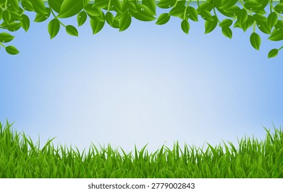 Spring Sale Poster With Grass Background, Vector Illustration