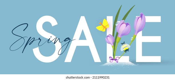 Spring Sale Poster Template With Bokeh Effect. Season Offer