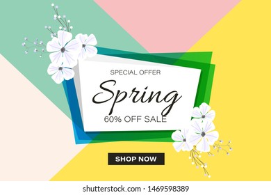 Spring sale poster, vector illustration