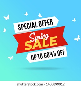 Spring sale poster, vector illustration EPS 10.