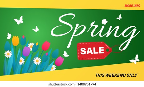 Spring sale poster, vector illustration EPS 10.