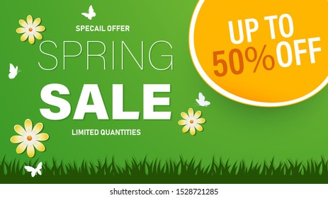 Spring sale poster, vector illustration