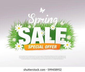 Spring sale poster, vector illustration