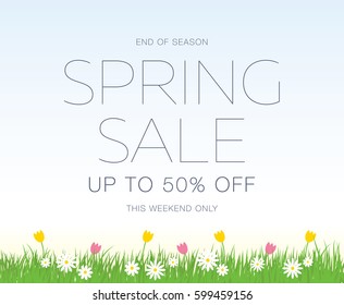 Spring sale poster, vector illustration