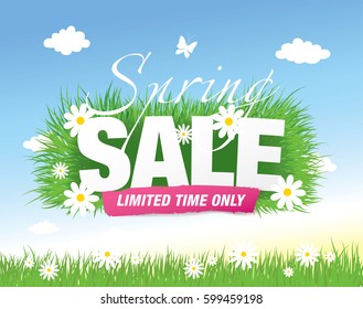 Spring sale poster, vector illustration