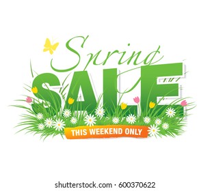 Spring sale poster, vector illustration