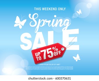 Spring sale poster, vector illustration
