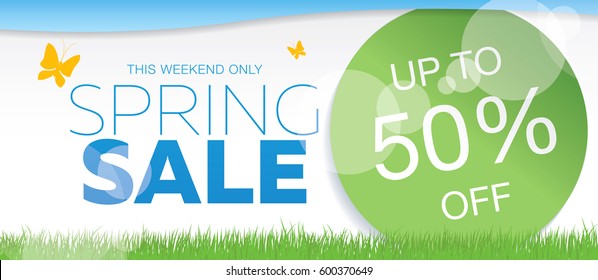 Spring sale poster, vector illustration