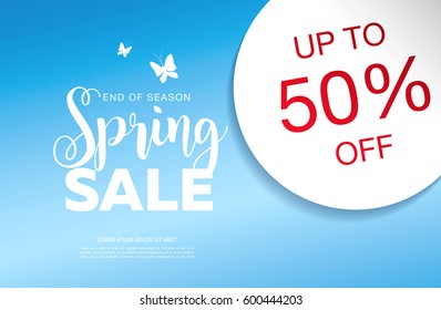 Spring sale poster, vector illustration