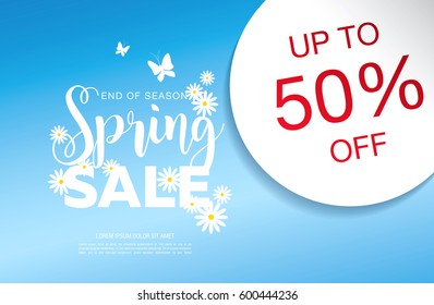 Spring sale poster, vector illustration