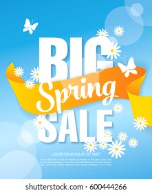 Spring sale poster, vector illustration
