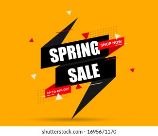 Spring sale. Price tag. Up to 45 percent sale. Sale tag.