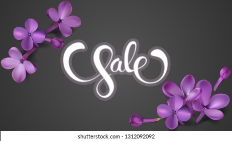 Spring Sale promotion background with flower petals and lettering vector soft color illustration. For advertising cards, flyer, banner, poster, coupone or brochure paper