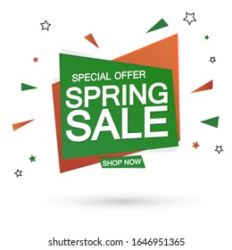 Spring Sale, promotion banner design template, special offer, discount tag, vector illustration