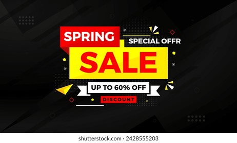 Spring Sale Promotion Banner template. spring offer sale label and discounts background. spring Promotion marketing poster design for web and Social. 