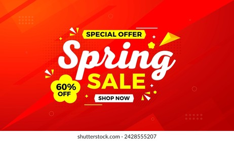 Spring Sale Promotion Banner template. spring offer sale label and discounts background. spring Promotion marketing poster design for web and Social. 