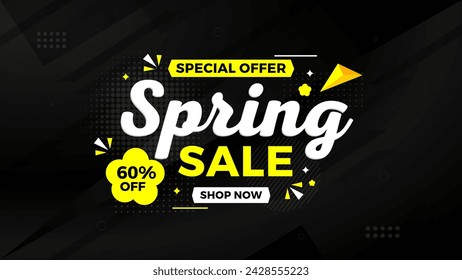 Spring Sale Promotion Banner template. spring offer sale label and discounts background. spring Promotion marketing poster design for web and Social. 