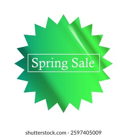 Spring sale round modern green sticker isolated on white. Green Price sticker, sale sticker, price tag, modern label, sale or discount sticker, promotional badge set, shopping label png.