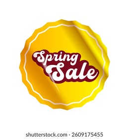 Spring sale round modern yellow sticker isolated on white. yellow Price sticker, sale sticker, price tag, modern label, sale or discount sticker, promotional badge set, shopping label png.