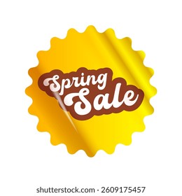 Spring sale round modern yellow sticker isolated on white. yellow Price sticker, sale sticker, price tag, modern label, sale or discount sticker, promotional badge set, shopping label png.