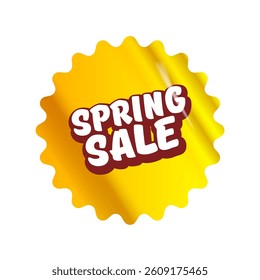 Spring sale round modern yellow sticker isolated on white. yellow Price sticker, sale sticker, price tag, modern label, sale or discount sticker, promotional badge set, shopping label png.