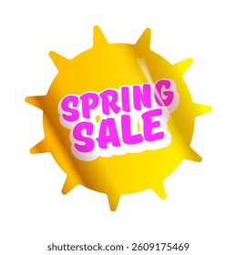 Spring sale round modern yellow sticker isolated on white. yellow Price sticker, sale sticker, price tag, modern label, sale or discount sticker, promotional badge set, shopping label png.