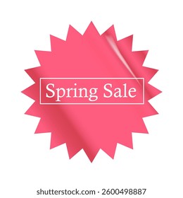 Spring sale round pink sticker isolated on white. Price sticker, sale sticker, price tag, retro label, sale or discount sticker, promotional badge set, shopping label png. Spring sale poster, banner
