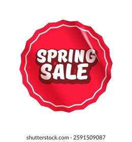 Spring sale round red sticker isolated on white. Price sticker, sale sticker, price tag, retro label, sale or discount sticker, promotional badge set, shopping label png. Spring sale poster and banner