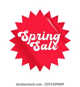 Spring sale round red sticker isolated on white. Price sticker, sale sticker, price tag, retro label, sale or discount sticker, promotional badge set, shopping label png. Spring sale poster and banner