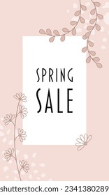 Spring Sale. Sales banner with modern floral design in shades of rose.