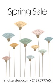 Spring Sale. Sales poster with modern abstract flowers in pastel colors.