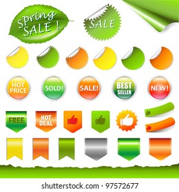 Spring Sale Set, Vector Illustration
