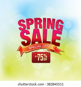 Spring sale shopping background and label for business promotion 