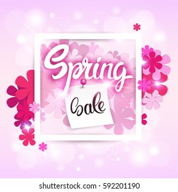 Spring Sale Shopping Special Offer Holiday Banner Flat Vector Illustration