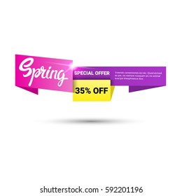 Spring Sale Shopping Special Offer Holiday Banner Flat Vector Illustration