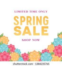 Spring Sale Shopping Vector Banner Illustration Background