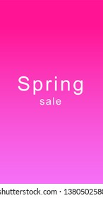 Spring sale social media story duotone template. Gradient purple, fuchsia advertising web banner with text, promotion content layout. Modern vibrant mobile app design. Blending violet colors mockup