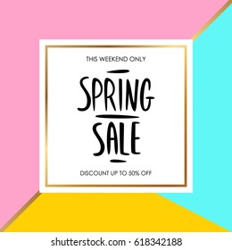 Spring Sale special offer background with handwritten text design for business, promotion and advertising. Vector illustration.