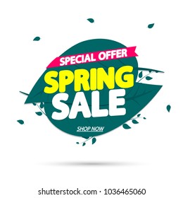 Spring Sale, special offer, banner design template, vector illustration