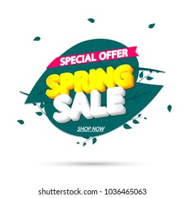 Spring Sale, special offer, banner design template, vector illustration