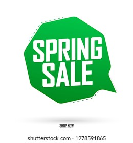 Spring Sale, speech bubble banner design template, discount tag, vector illustration