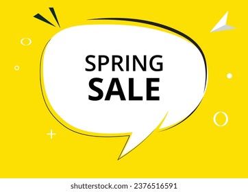 Spring Sale speech bubble text. Hi There on bright color for Sticker, Banner and Poster. vector illustration.