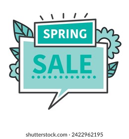 Spring Sale - speech bubble with text and flowers - vector illustration for web and print
