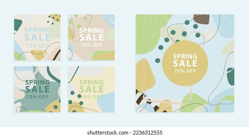 spring sale square abstract background vector set