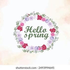 Spring Sale square banner template for social media posts, Hello Spring season. Cartoon Vector illustration design for Poster, Banner, Flyer, Greeting, Card, Cover, Post, Promotion. beautiful