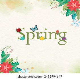 Spring Sale square banner template for social media posts, Hello Spring season. Cartoon Vector illustration design for Poster, Banner, Flyer, Greeting, Card, Cover, Post, Promotion. beautiful