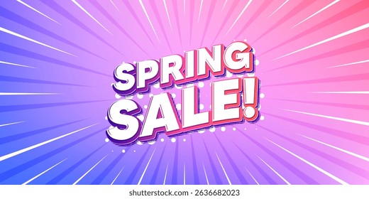 Spring sale sun rays gradient banner. Light burst background. Spring Sale tag. Special offer price sign. Advertising Discounts symbol. Gradient sun rays. Sunburst light. Vector