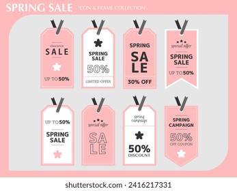 Conjunto de símbolos de etiqueta de venta de primavera