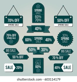 Spring sale tag set for commercial and private use and mainly for the holiday clearance sale period